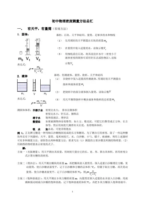 初中物理测密度方法总结