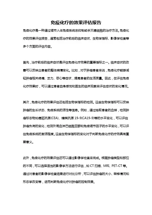 免疫化疗的效果评估报告