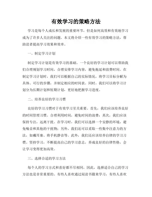 有效学习的策略方法