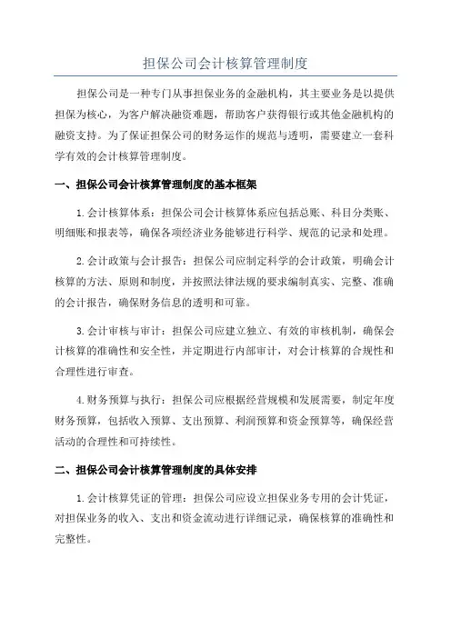 担保公司会计核算管理制度
