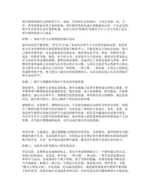 青年教师专业成长的阶梯