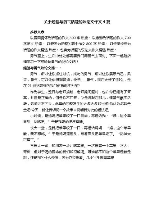 关于经验与勇气话题的议论文作文4篇