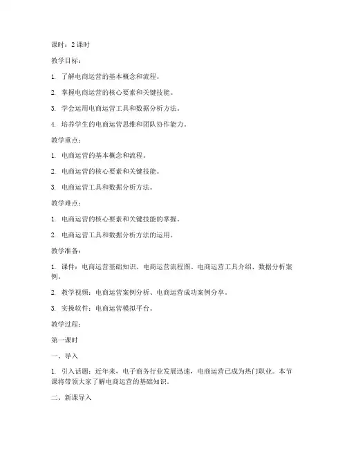 电商运营基础教案模板范文