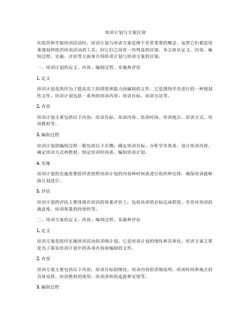 培训计划与方案区别