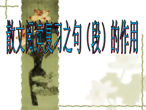 中考语文复习 散文阅读之句段的作用
