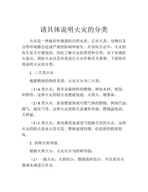 请具体说明火灾的分类