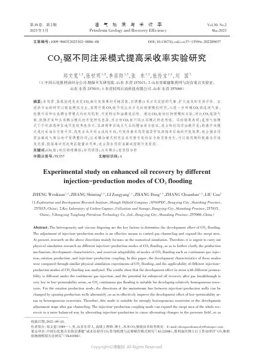 CO2驱不同注采模式提高采收率实验研究