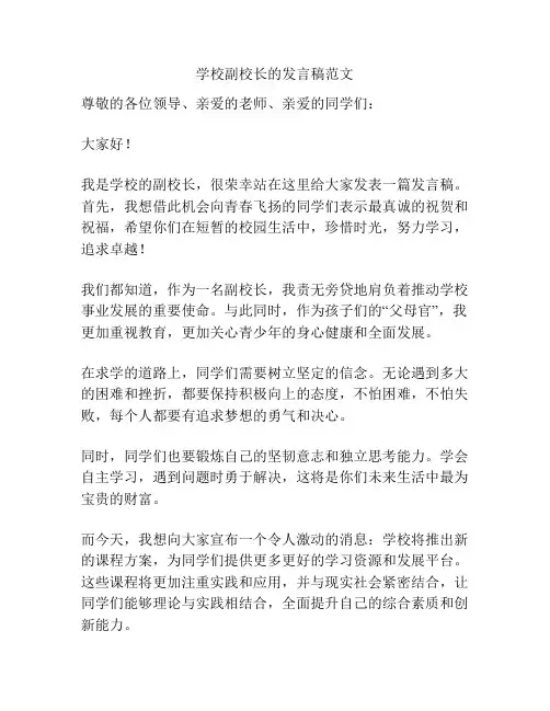 学校副校长的发言稿范文
