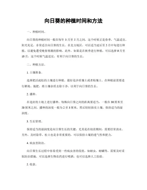 向日葵的种植时间和方法