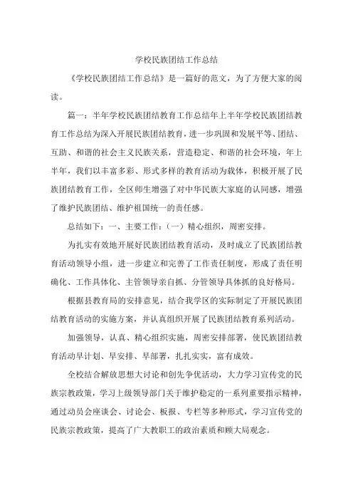 学校民族团结工作总结