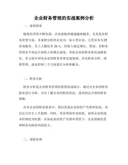 企业财务管理的实战案例分析