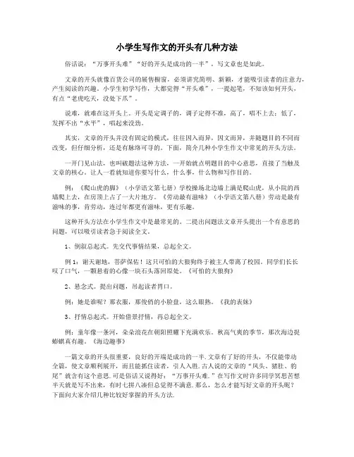 小学生写作文的开头有几种方法