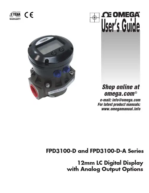 Omega FPD3100-D FPD3100-D-A Series用户说明书