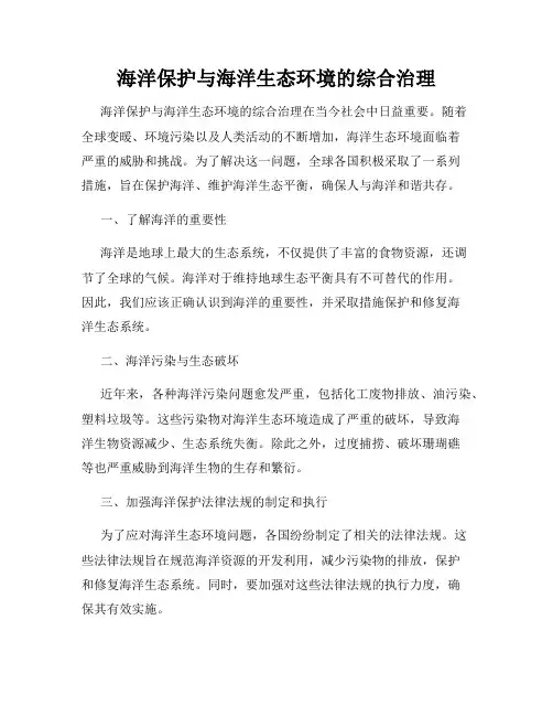 海洋保护与海洋生态环境的综合治理
