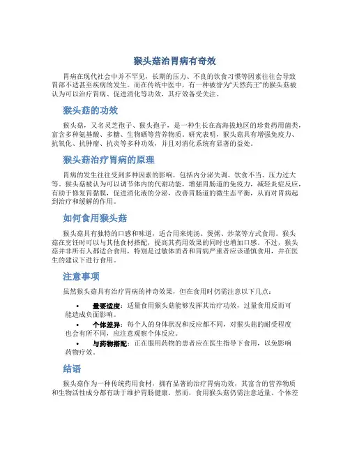 猴头菇治胃病有奇效