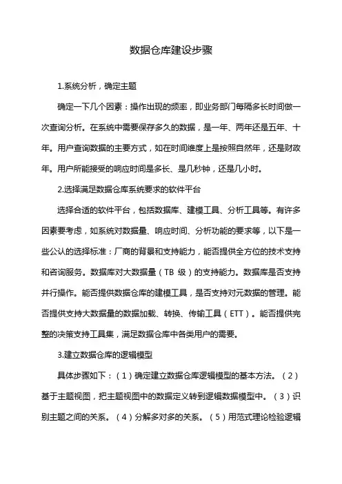 数据仓库建设步骤