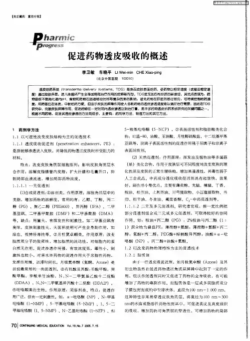 促进药物透皮吸收的概述