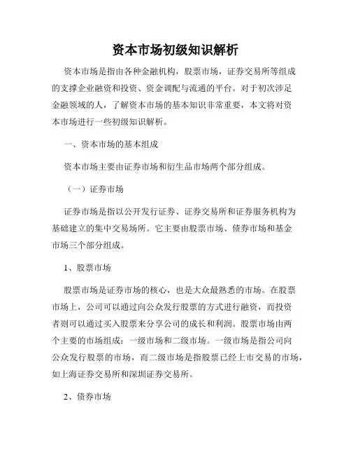 资本市场初级知识解析