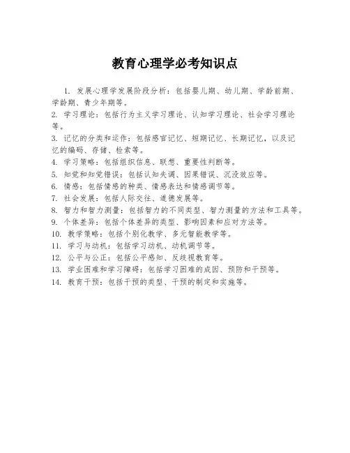 教育心理学必考知识点