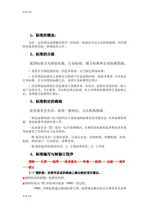 各类实用标准制定流程