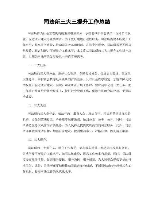 司法所三大三提升工作总结