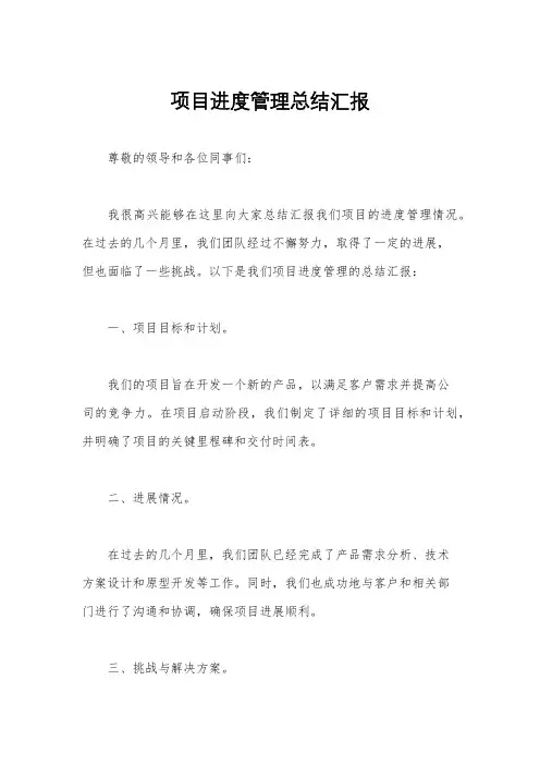 项目进度管理总结汇报