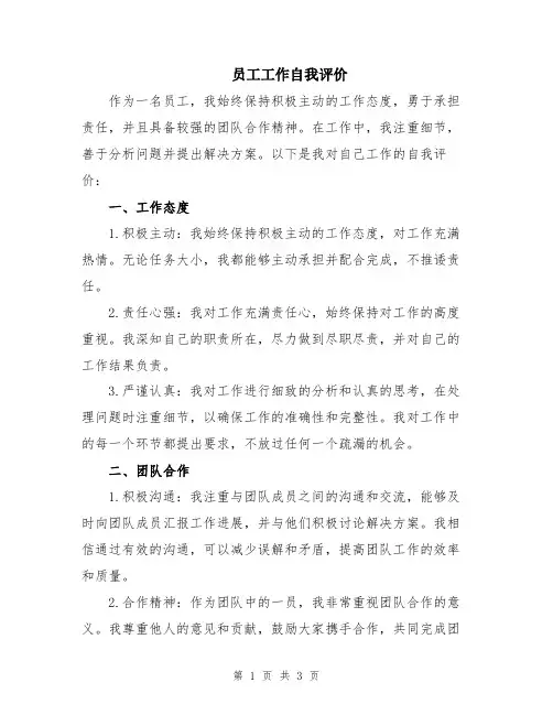 员工工作自我评价