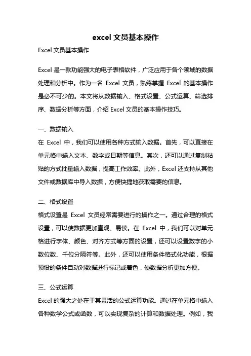 excel文员基本操作