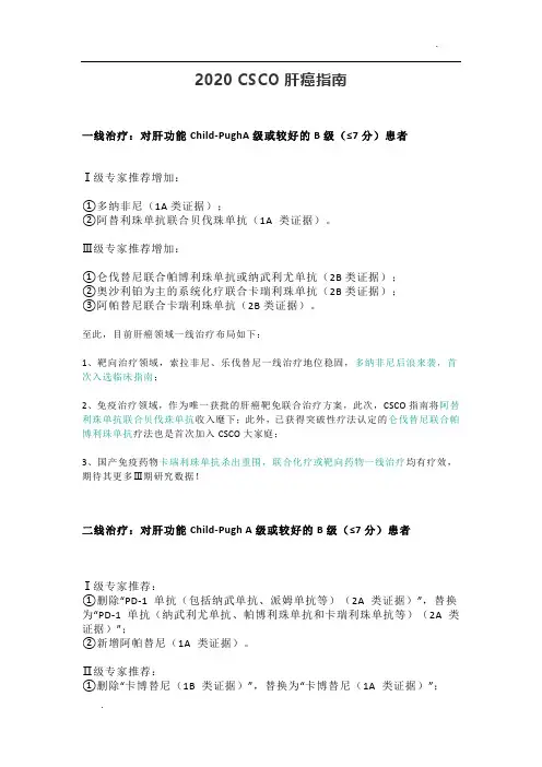2020 CSCO肝癌指南
