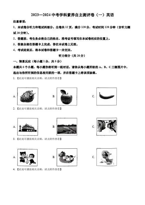 精品解析：2024年山西省大同市多校中考一模英语试题(含听力)(原卷版)
