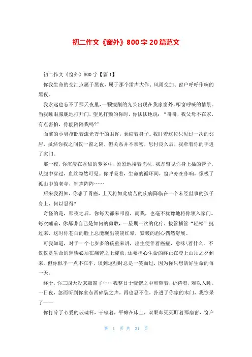 初二作文《窗外》800字20篇范文