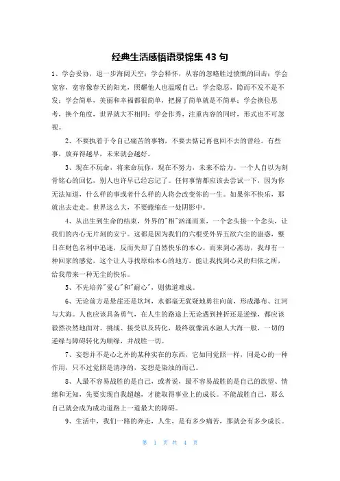 经典生活感悟语录锦集43句