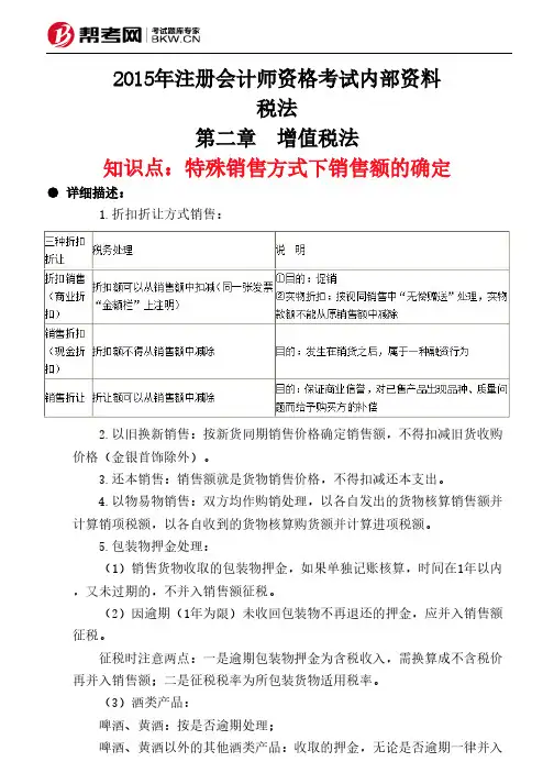 第二章 增值税法-特殊销售方式下销售额的确定