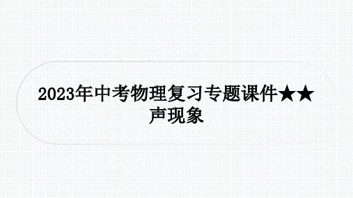 2023年中考物理复习专题课件★★声现象(共22张PPT)