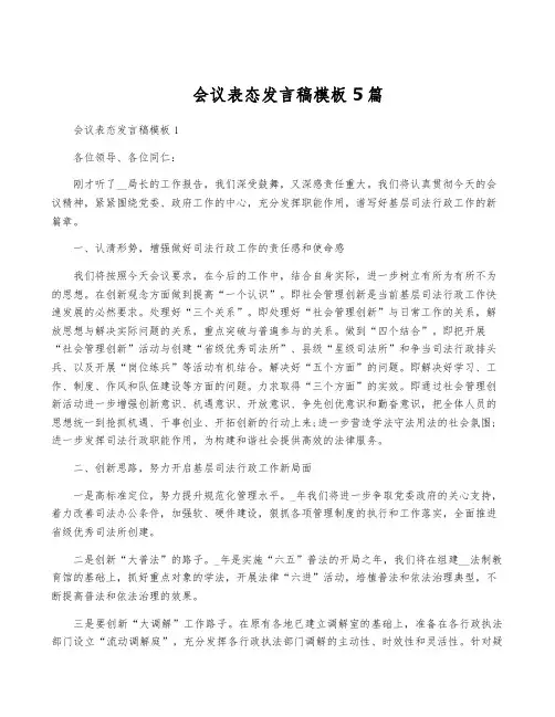 会议表态发言稿模板5篇