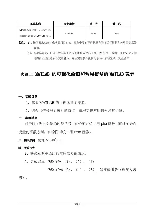 MATLAB 的可视化绘图和常用信号的MATLAB表示