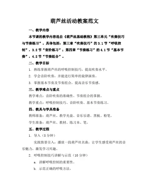 葫芦丝活动教案范文