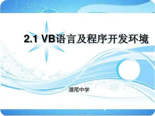 2.1 VB语言及程序开发环境