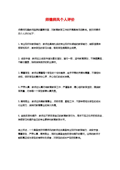 师德师风个人评价