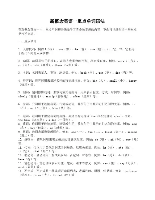 新概念英语一重点单词语法