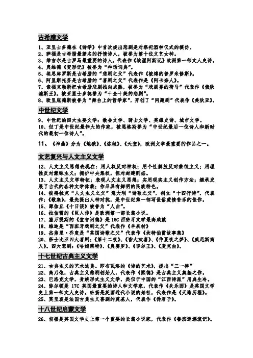外国文学史重点