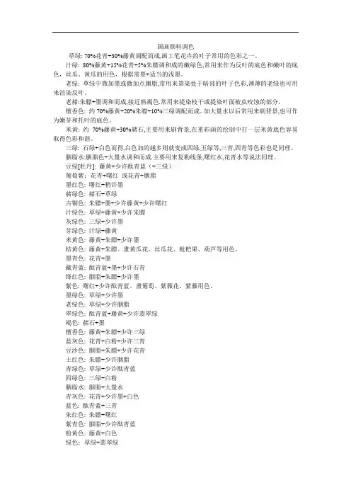 国画颜料调色