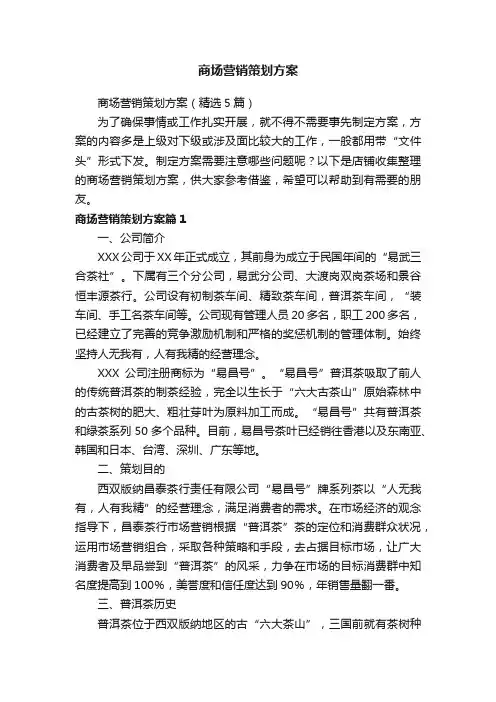 商场营销策划方案