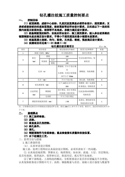钻孔灌注桩施工质量控制要点