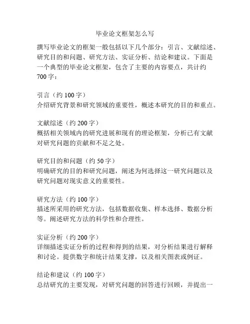 毕业论文框架怎么写