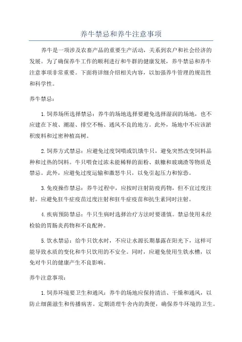 养牛禁忌和养牛注意事项