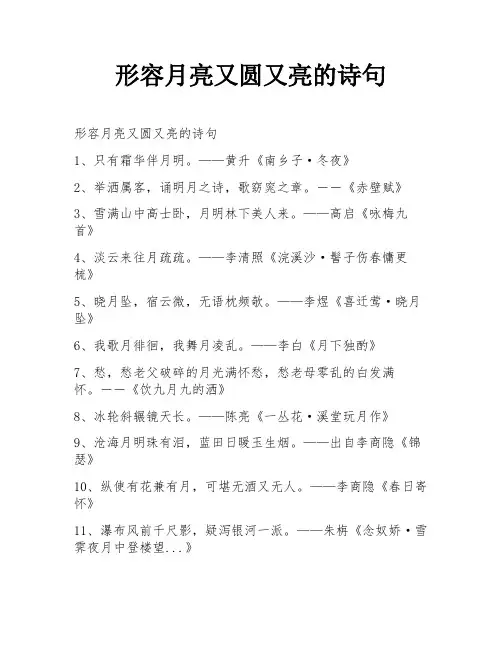 形容月亮又圆又亮的诗句