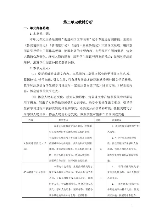 部编版小学语文六年级下册第二单元教案
