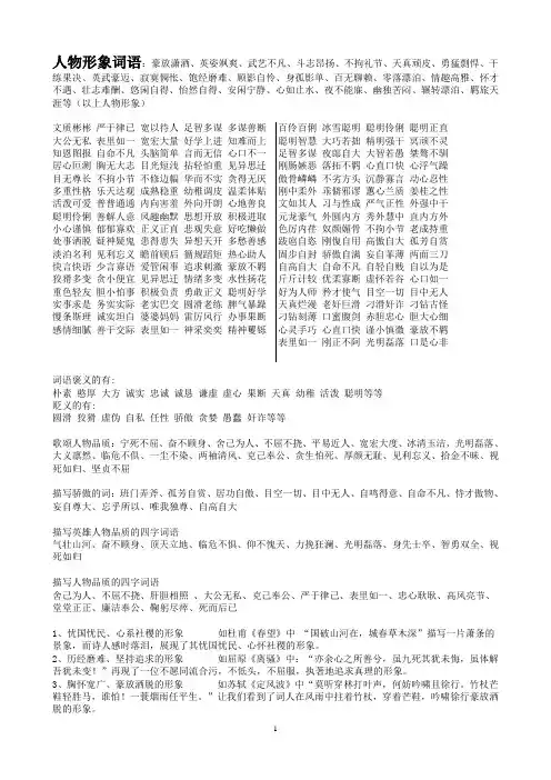 人物形象词语
