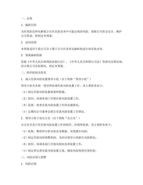 存款风险处置预案方案模板